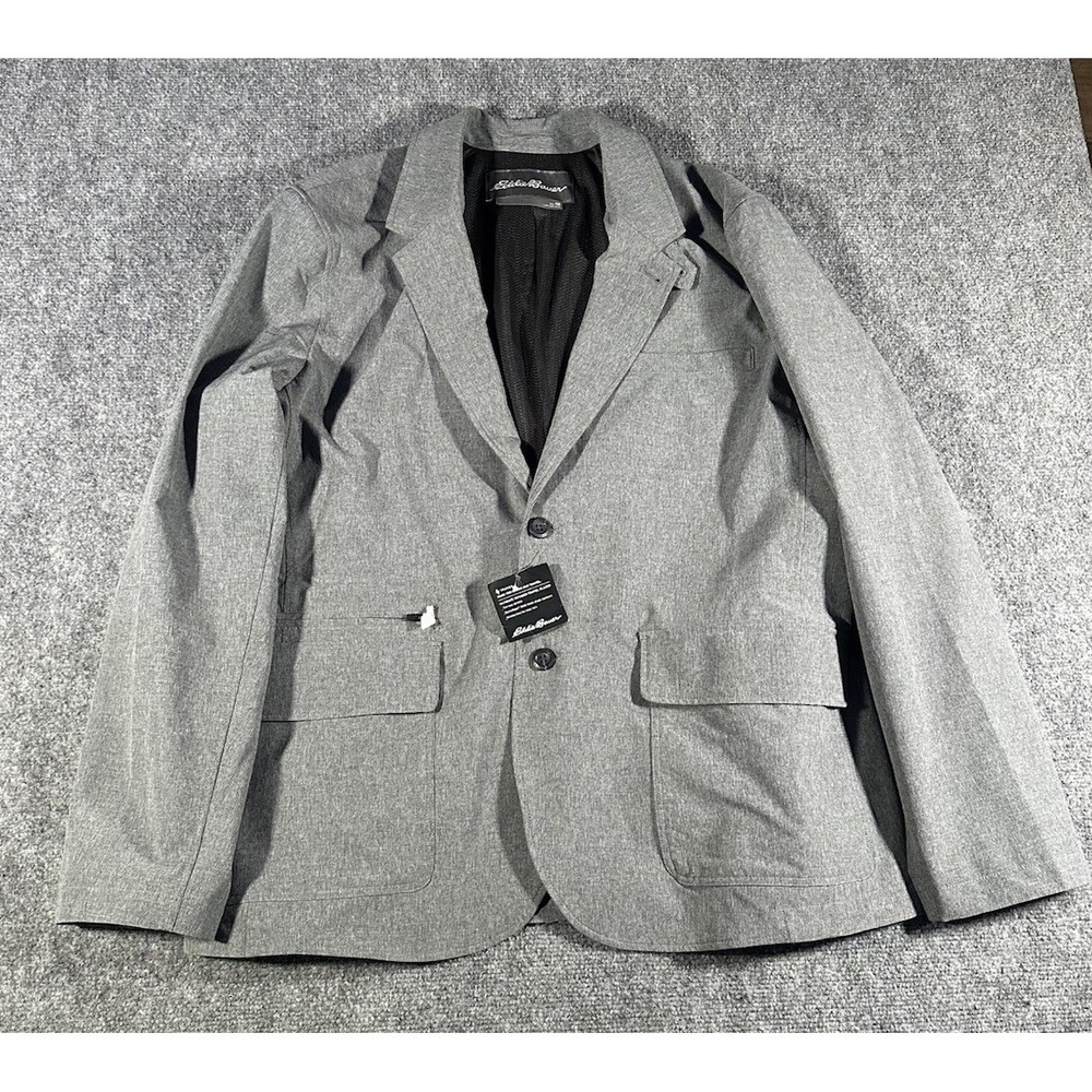Eddie Bauer Voyager Blazer Men 48 Grey Travex Flexion StormRepel Jacket New